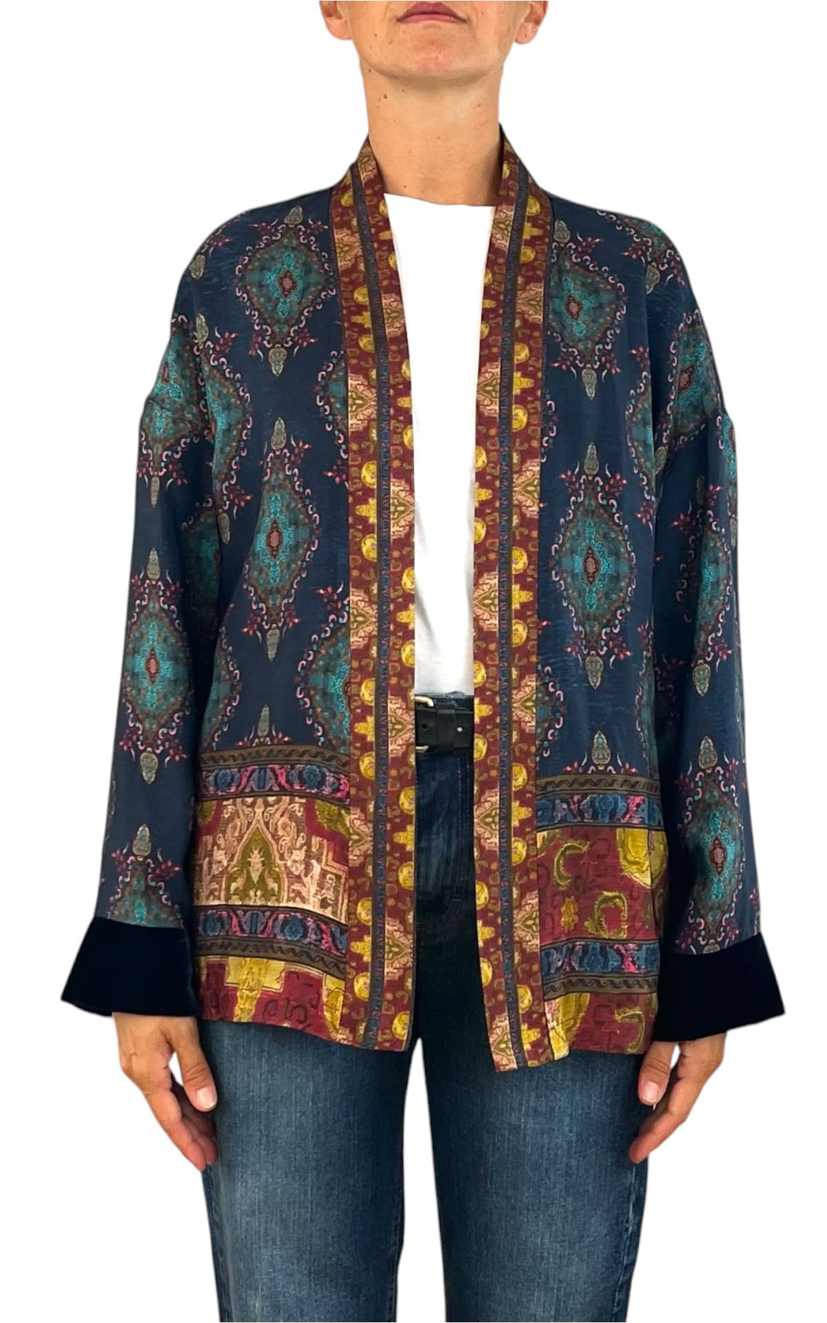Wu'Side - Kimono corto con cintura - Blu