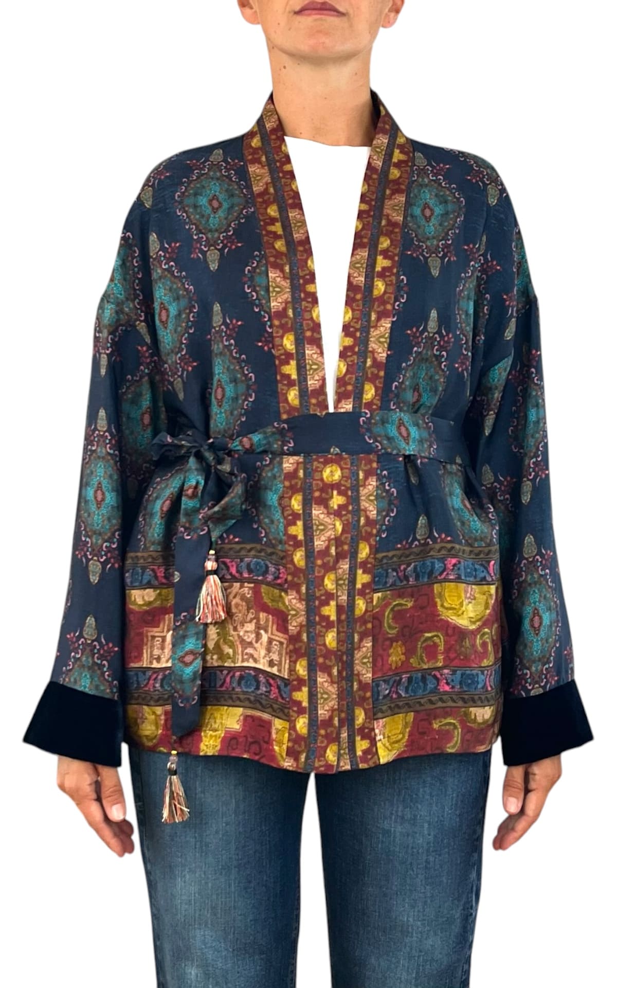 Wu'Side - Kimono corto con cintura - Blu
