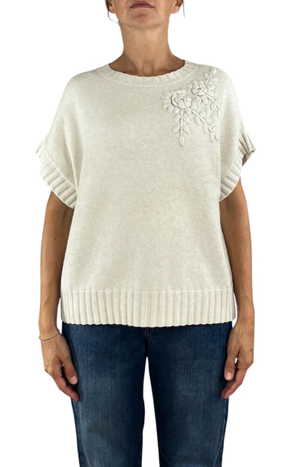 Initial - Gilet fiore - Burro