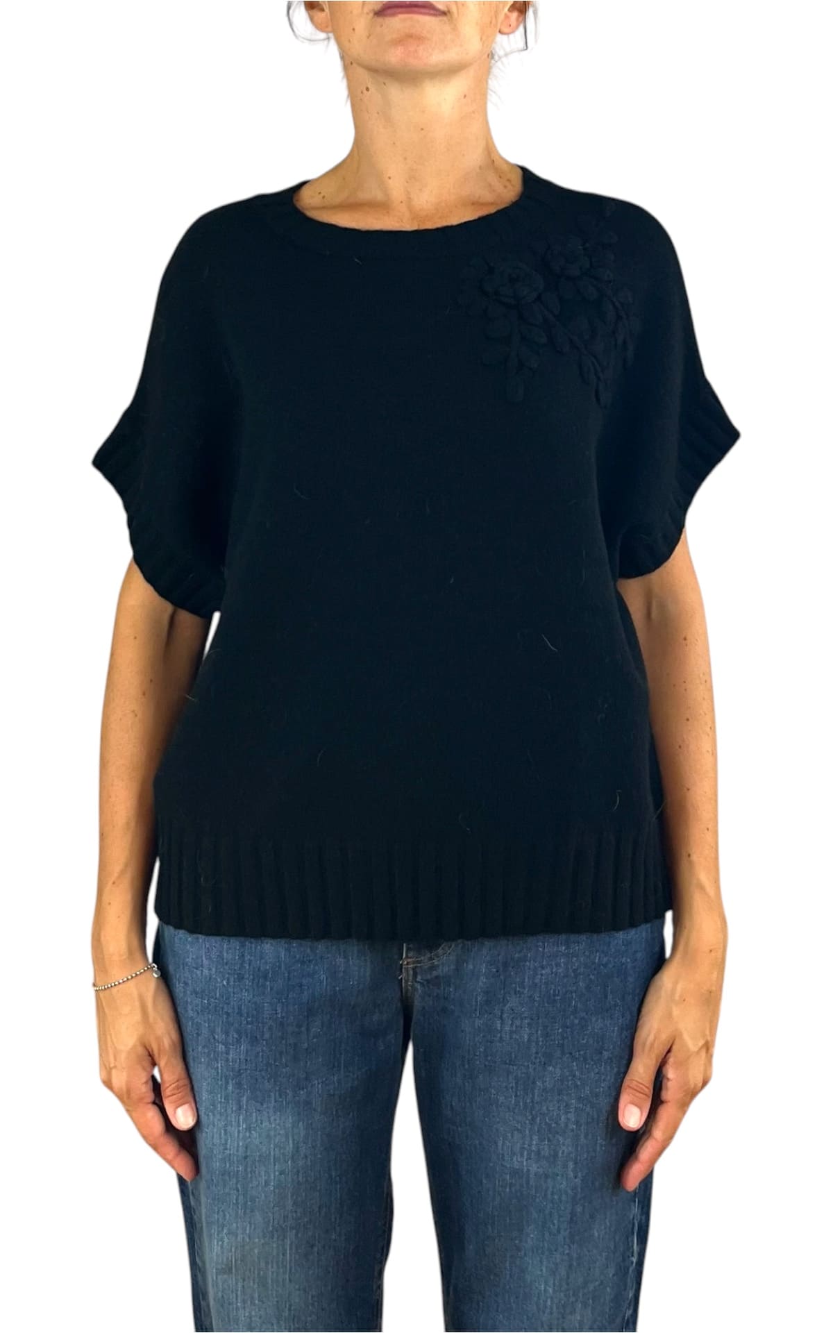 Initial - Gilet fiore - Nero