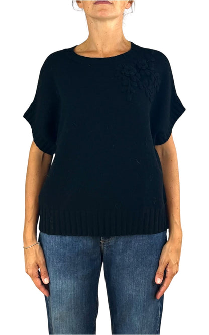 Initial - Gilet fiore - Nero