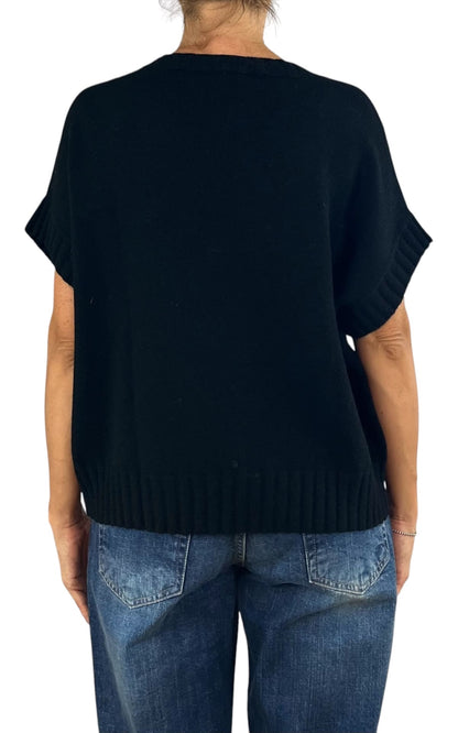 Initial - Gilet fiore - Nero