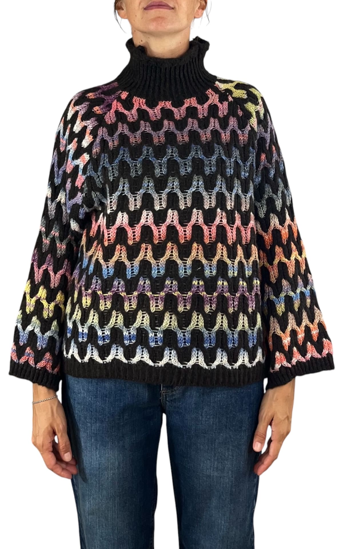 Flaminia G. - Maglia intarsi multicolor - Nero