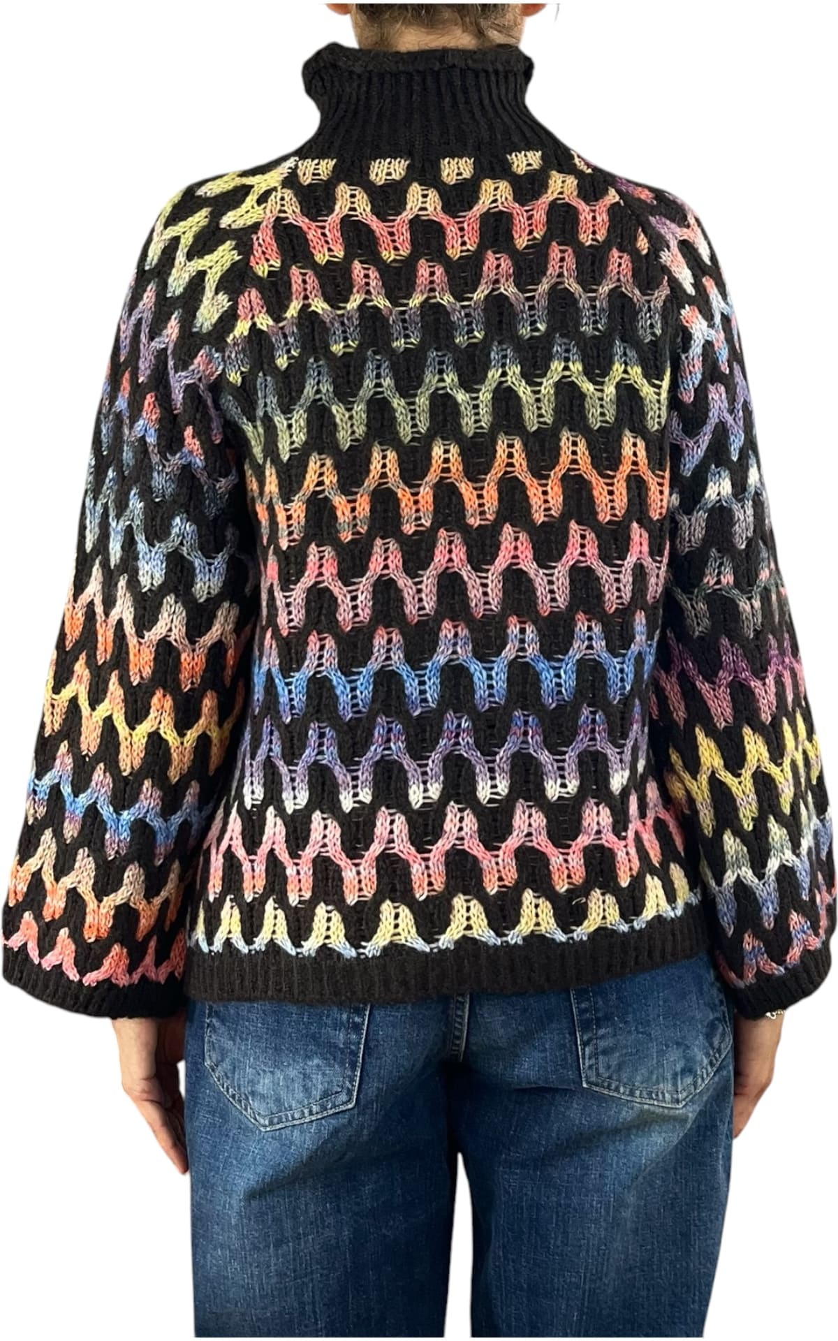 Flaminia G. - Maglia intarsi multicolor - Nero