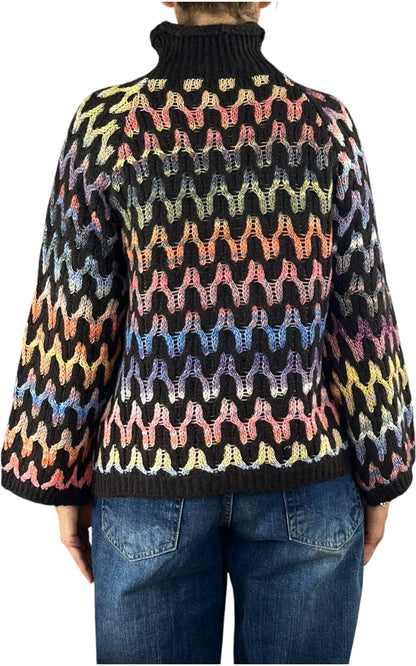 Flaminia G. - Maglia intarsi multicolor - Nero
