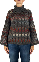 Flaminia G. - Maglia intarsi multicolor - Tortora