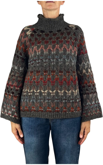 Flaminia G. - Maglia intarsi multicolor - Tortora