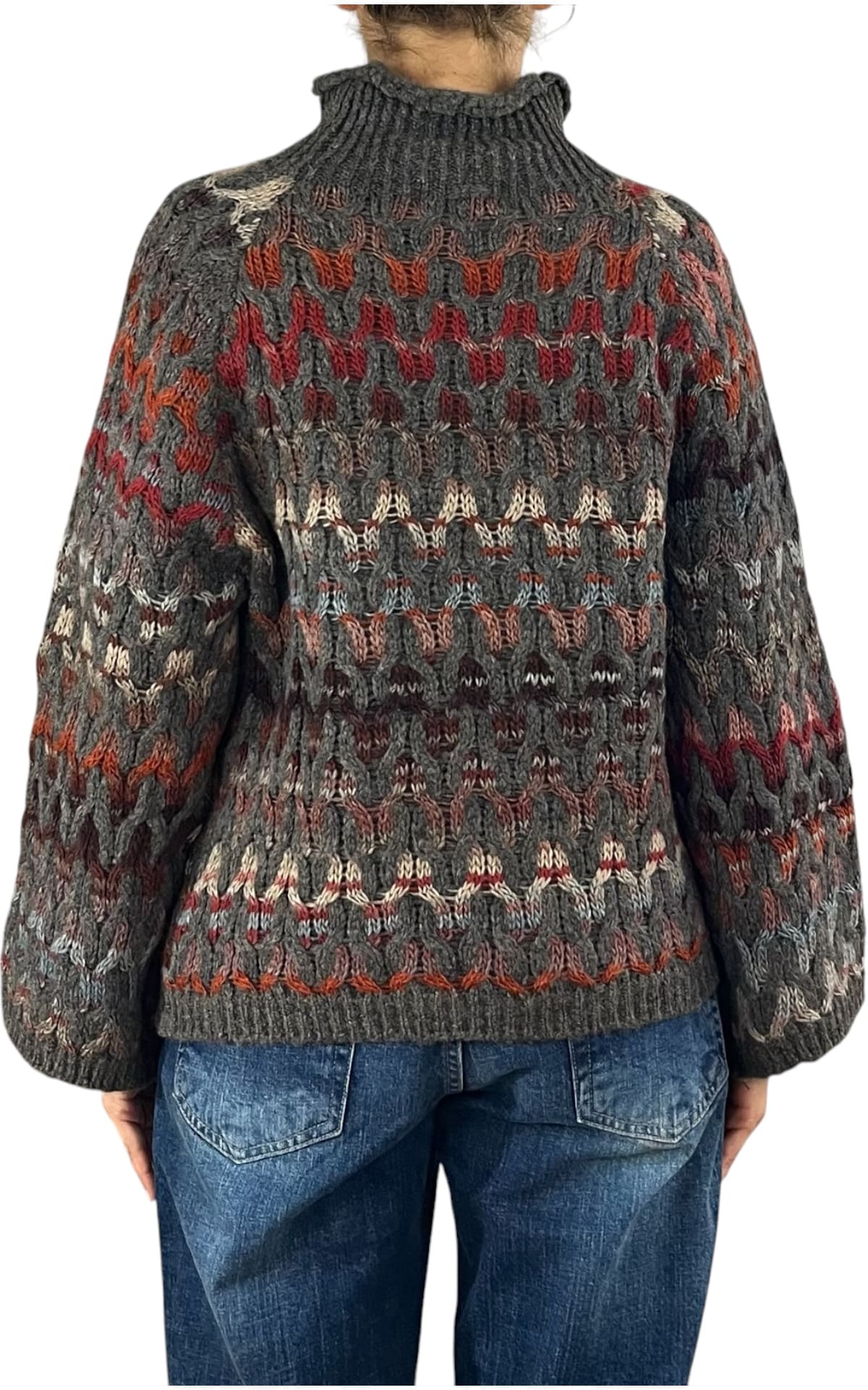 Flaminia G. - Maglia intarsi multicolor - Tortora