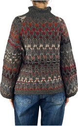 Flaminia G. - Maglia intarsi multicolor - Tortora