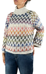 Flaminia G. - Maglia intarsi multicolor - Burro