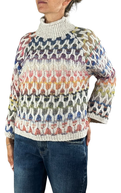 Flaminia G. - Maglia intarsi multicolor - Burro