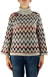 Flaminia G. - Maglia intarsi multicolor - Beige