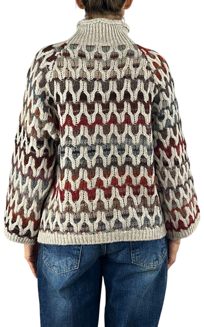 Flaminia G. - Maglia intarsi multicolor - Beige
