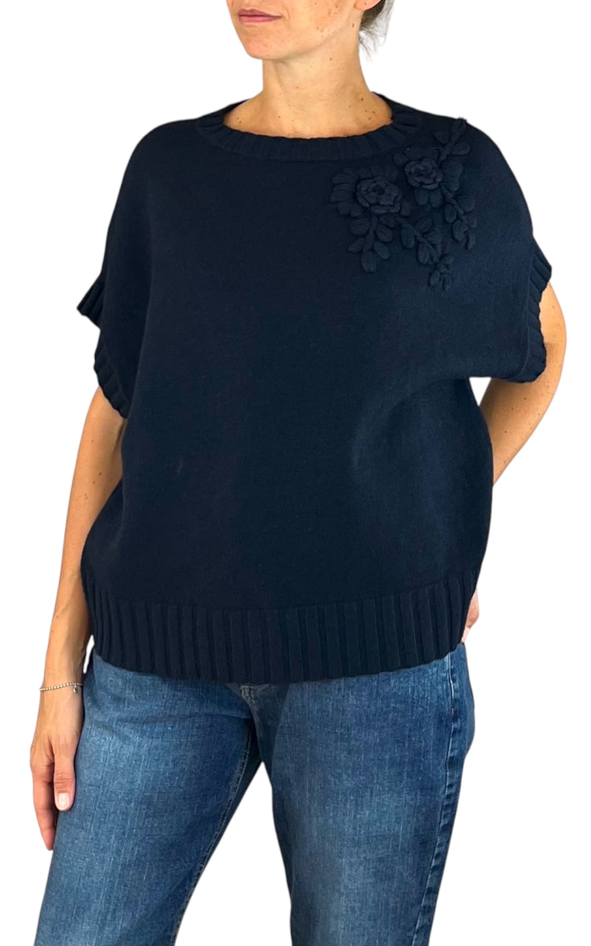 Initial - Gilet fiore - Blu