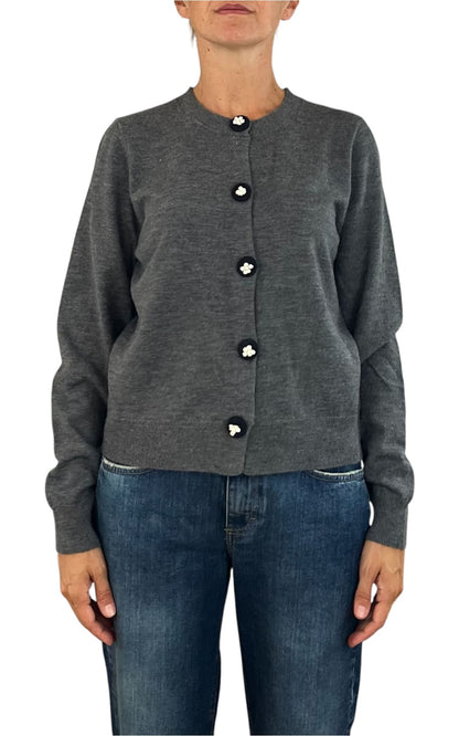 Compañia Fantastica - Cardigan bottone floreale - Grigio