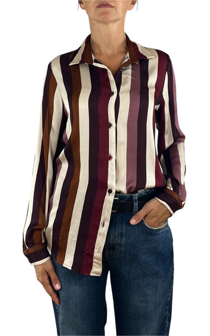 Off-On - Camicia a righe - Prugna