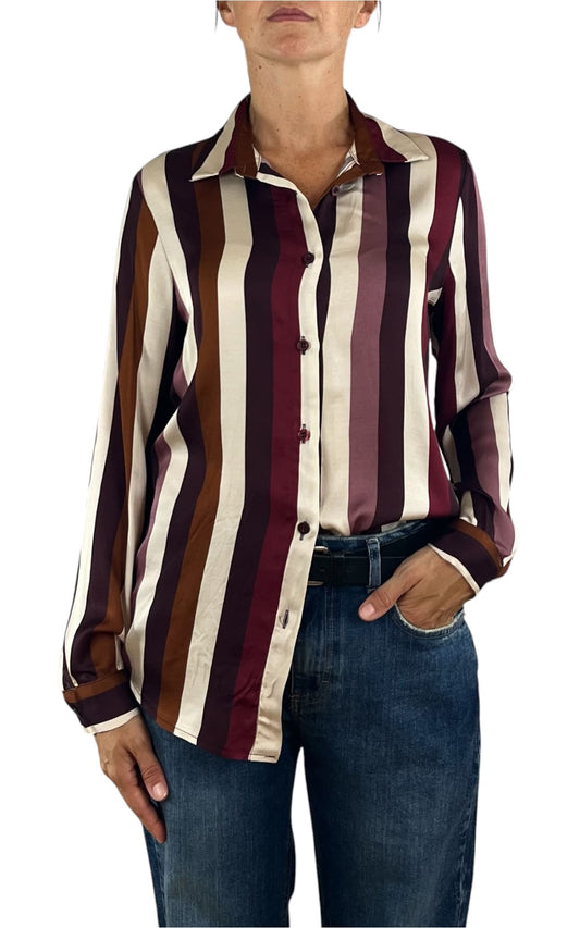 Off-On - Camicia a righe - Prugna