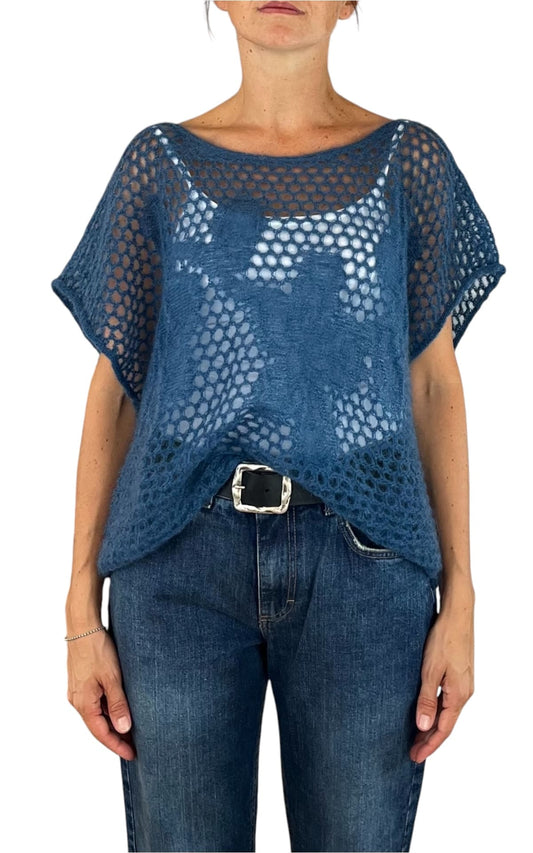 Initial - Gilet traforato - Azzurro