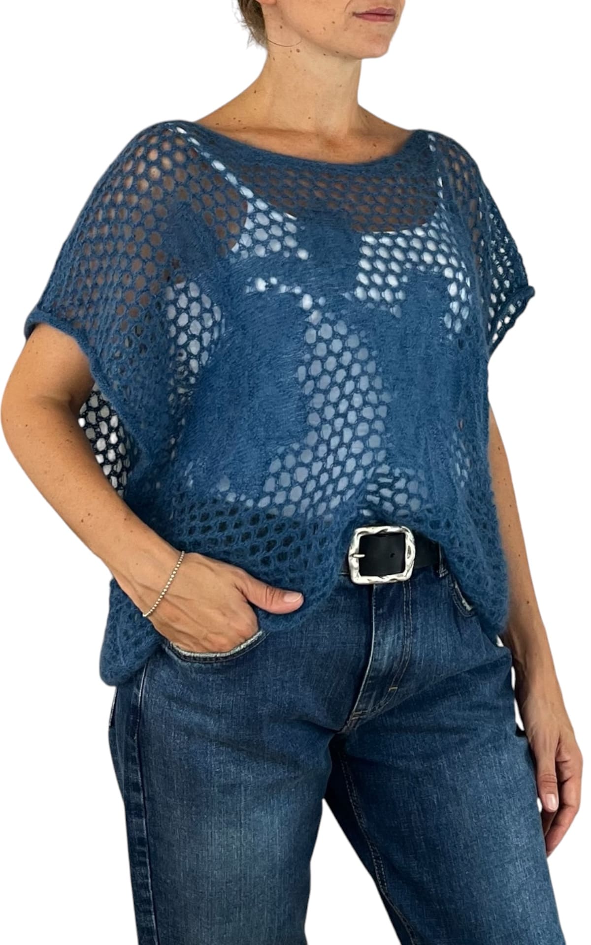 Initial - Gilet traforato - Azzurro