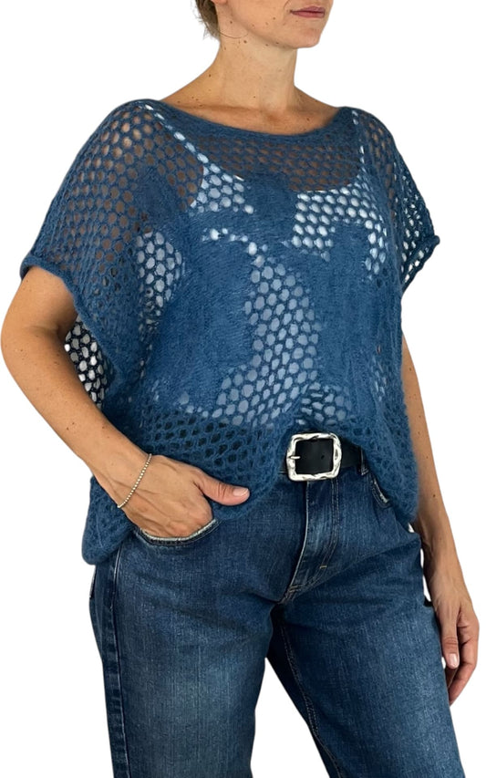 Initial - Gilet traforato - Azzurro
