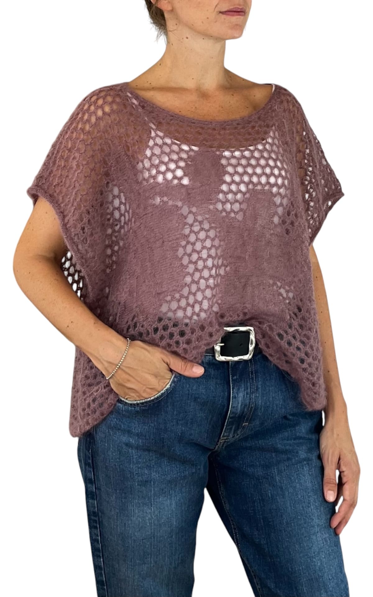 Initial - Gilet traforato - Rosa