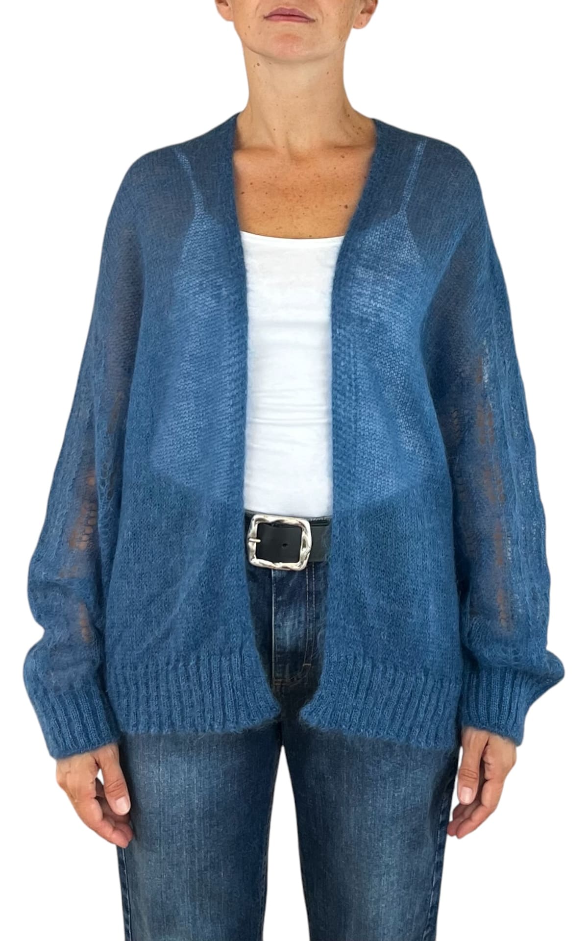 Initial - Cardigan mohair - Azzurro