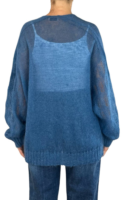 Initial - Cardigan mohair - Azzurro