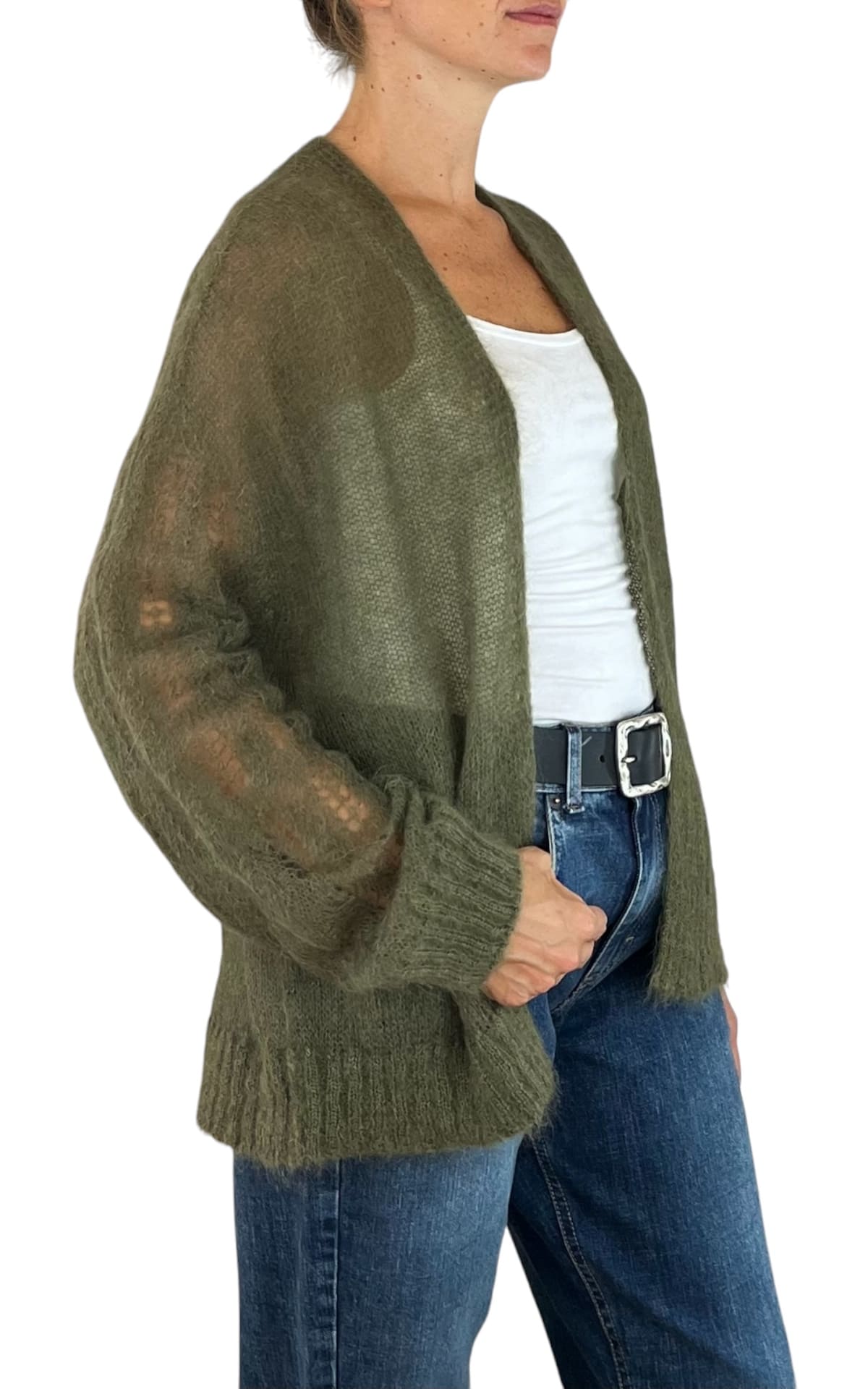 Initial - Cardigan mohair - Verde militare