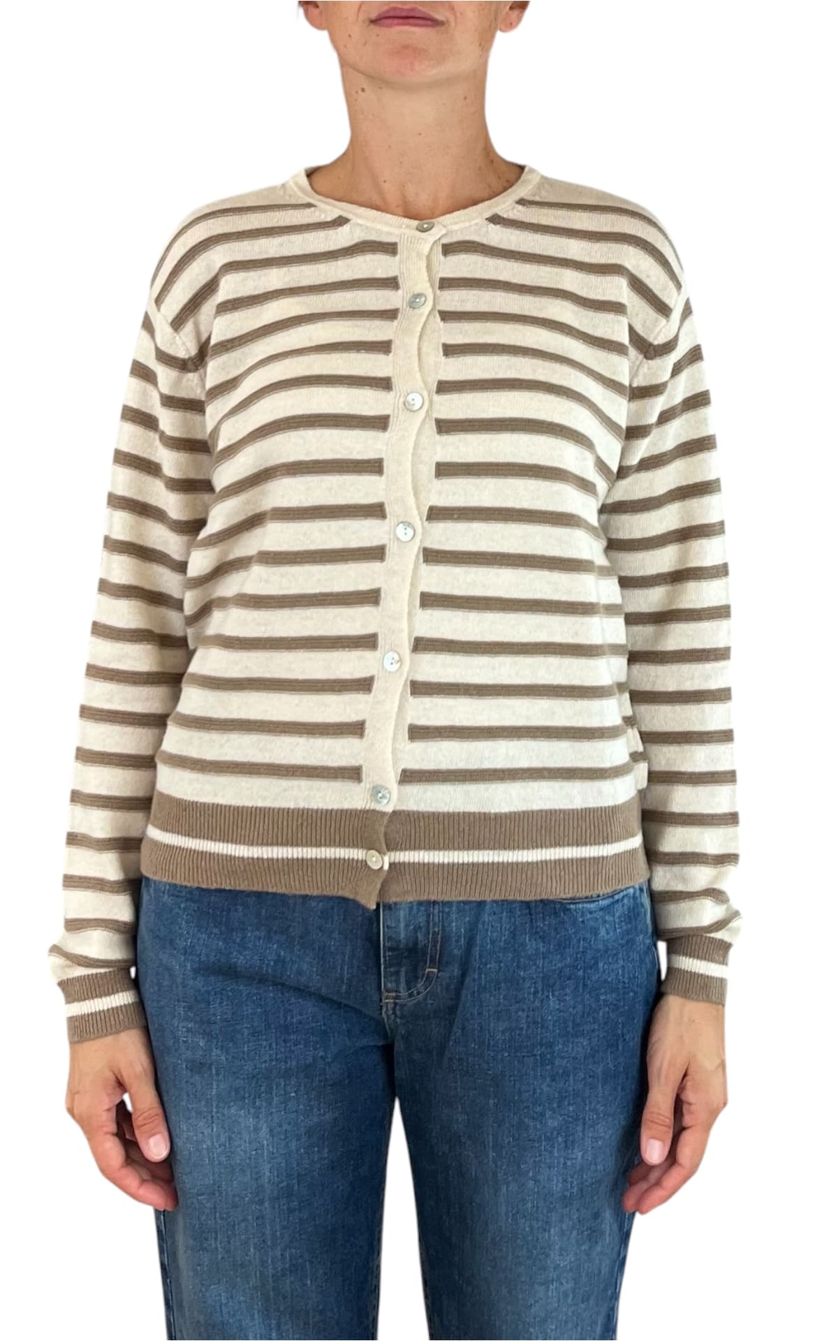 Off-On - Cardigan a righe - Burro