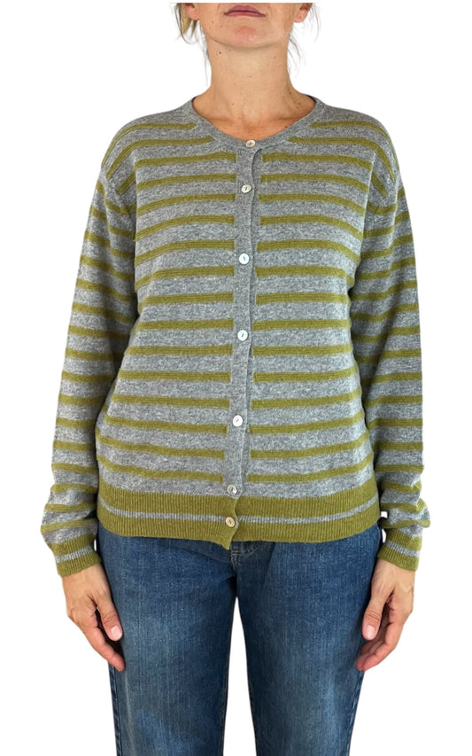 Off-On - Cardigan a righe - Grigio