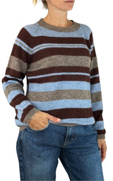 Off-On - Maglia in alpaca rigata - Celeste