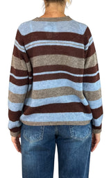 Off-On - Maglia in alpaca rigata - Celeste