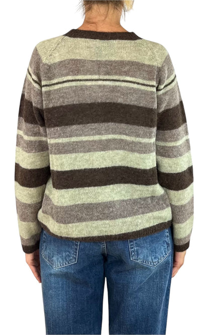 Off-On - Maglia in alpaca rigata - Verde menta