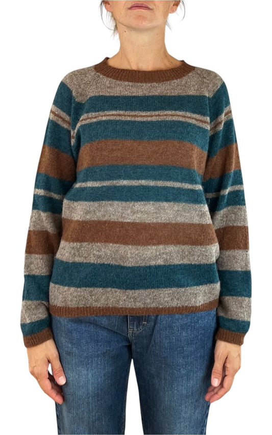 Off-On - Maglia in alpaca rigata - Tabacco