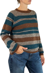 Off-On - Maglia in alpaca rigata - Tabacco