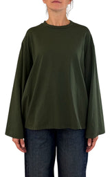 Off-On - T-shirt manica campana - Verde militare