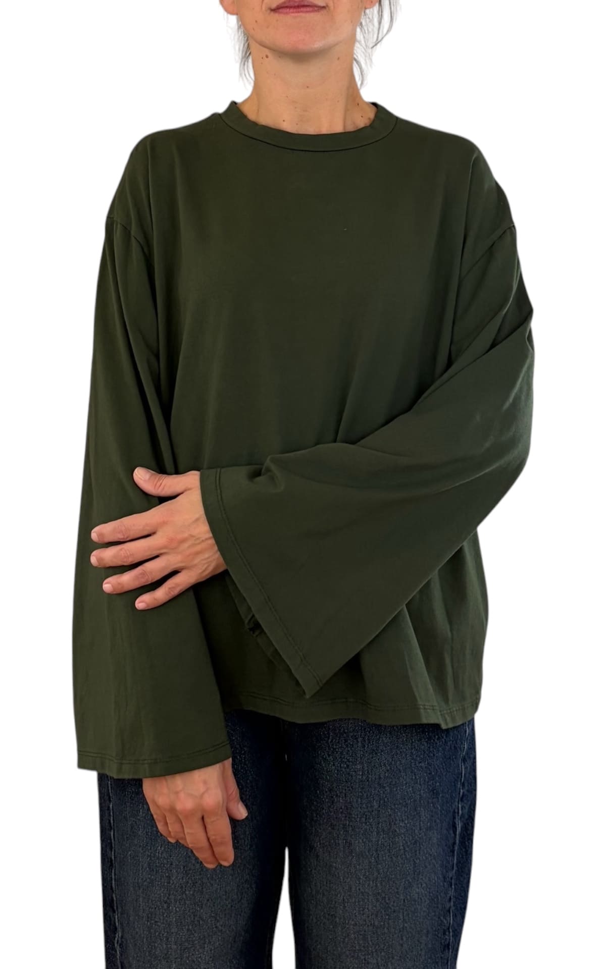 Off-On - T-shirt manica campana - Verde militare