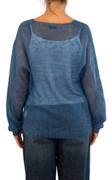 Initial - Maglia mohair V - Azzurro
