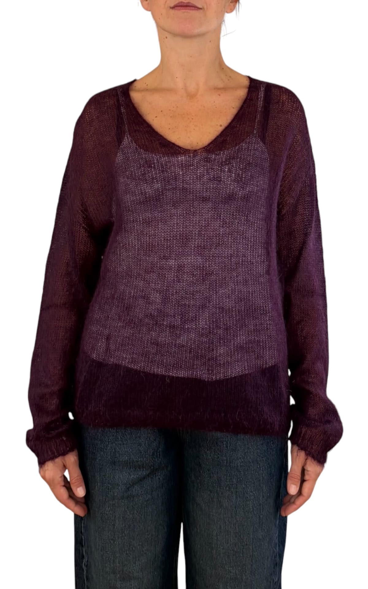 Initial - Maglia mohair V - Prugna