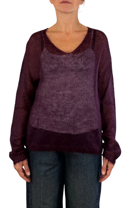 Initial - Maglia mohair V - Prugna