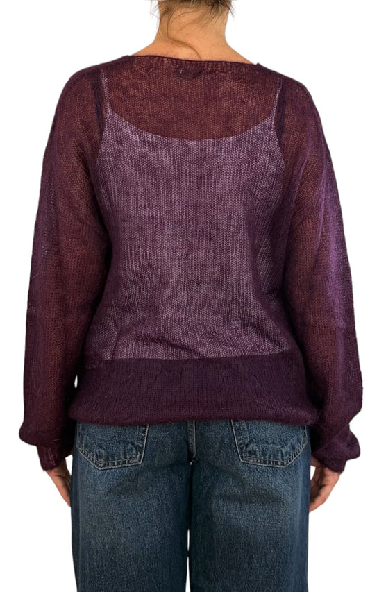 Initial - Maglia mohair V - Prugna