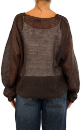 Initial - Maglia mohair V - Marrone