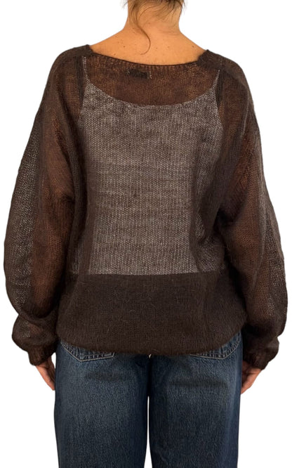 Initial - Maglia mohair V - Marrone