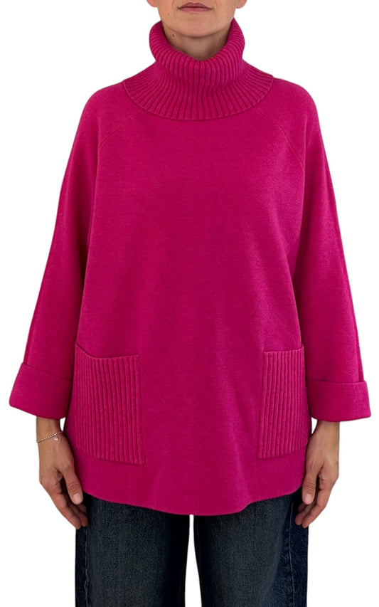 Initial - Maglia over tasche - Fucsia