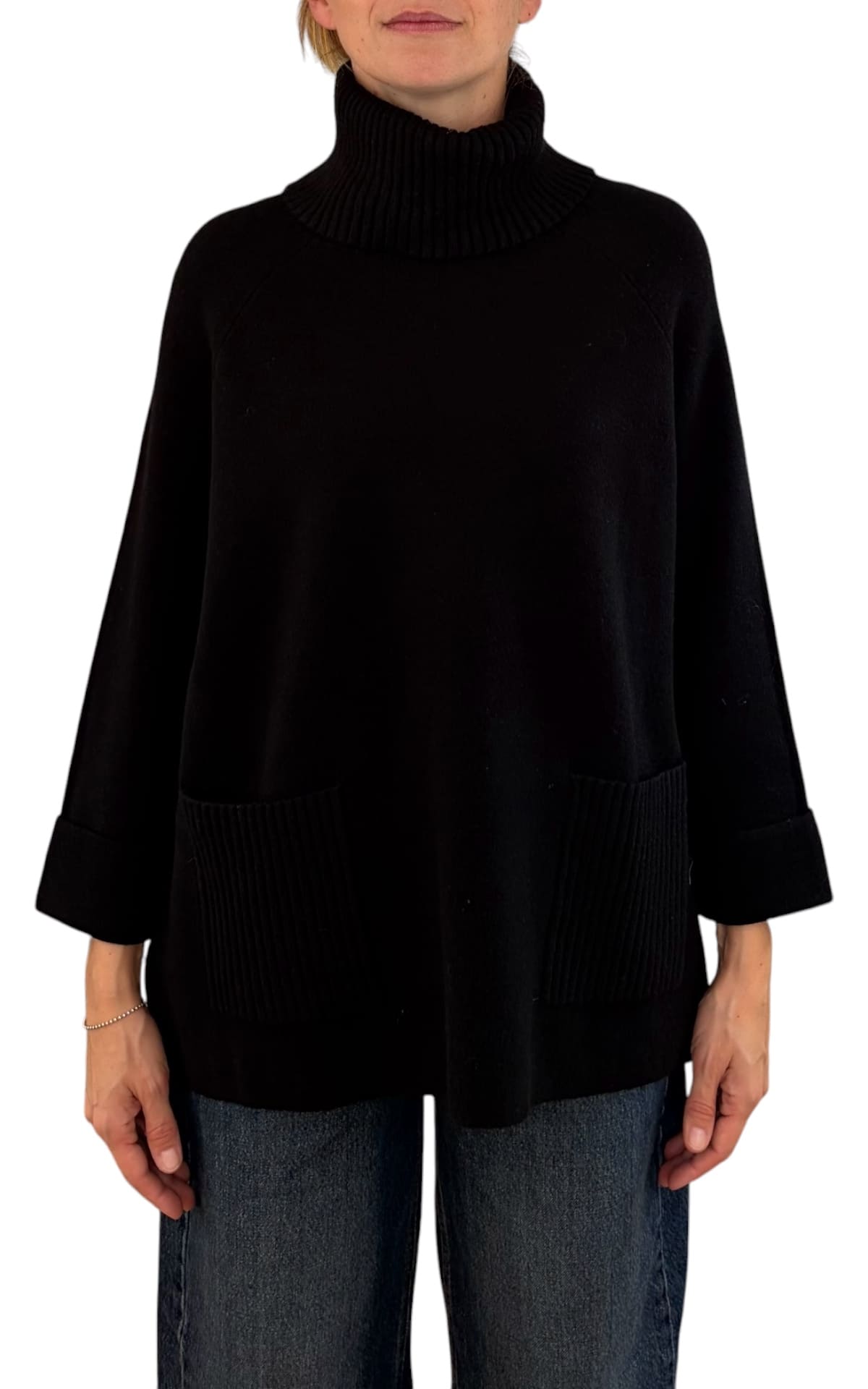Initial - Maglia over tasche - Nero