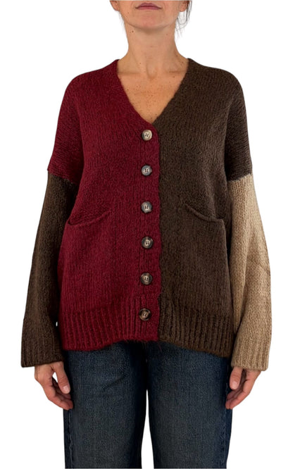 Off-on - Cardigan 3 colori - Vino / moro / beige
