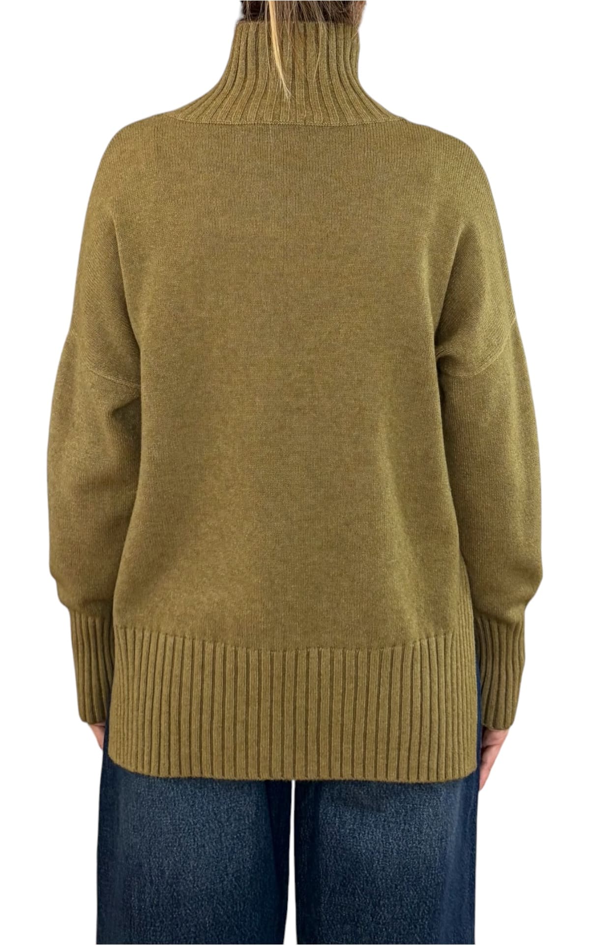 Initial - Maglia collo alto spacco - Olio