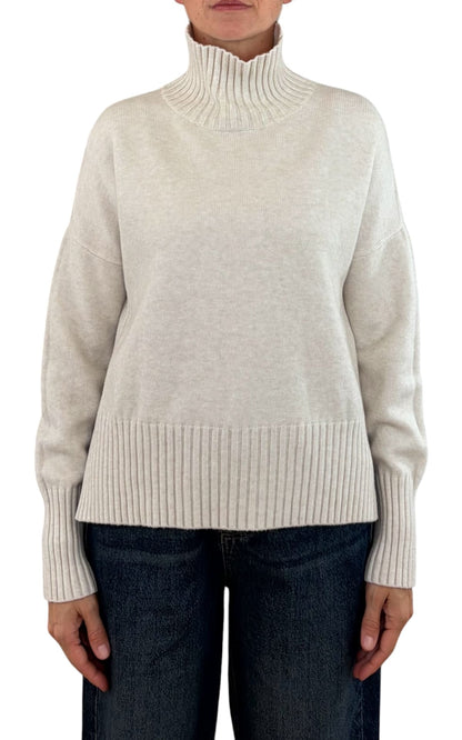 Initial - Maglia collo alto spacco - Burro