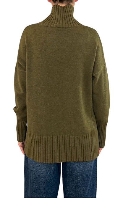 Initial - Maglia collo alto spacco - Verde