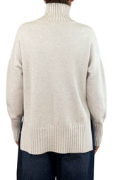 Initial - Maglia collo alto spacco - Burro